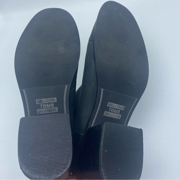 Toms Everly Black Heeled Boot Women’s Size 9 Leather Block Heel - Picture 8 of 8